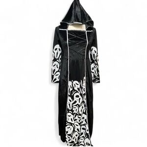 Black &‎ white Velvet Scream Ghostface Hooded costume Youth XL